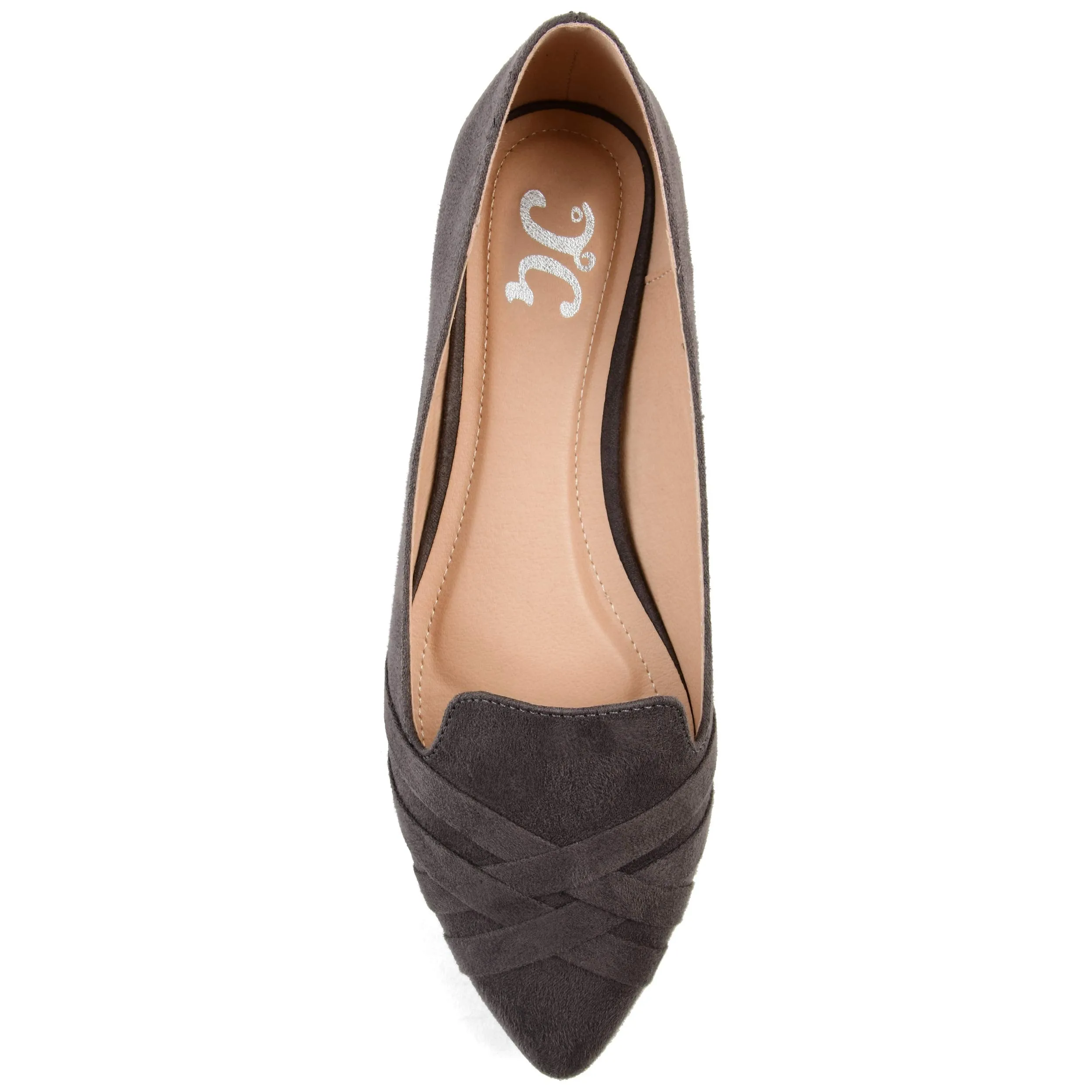 Brinley Co. Womens Pointed Toe Flat Grey, 9 Regular US