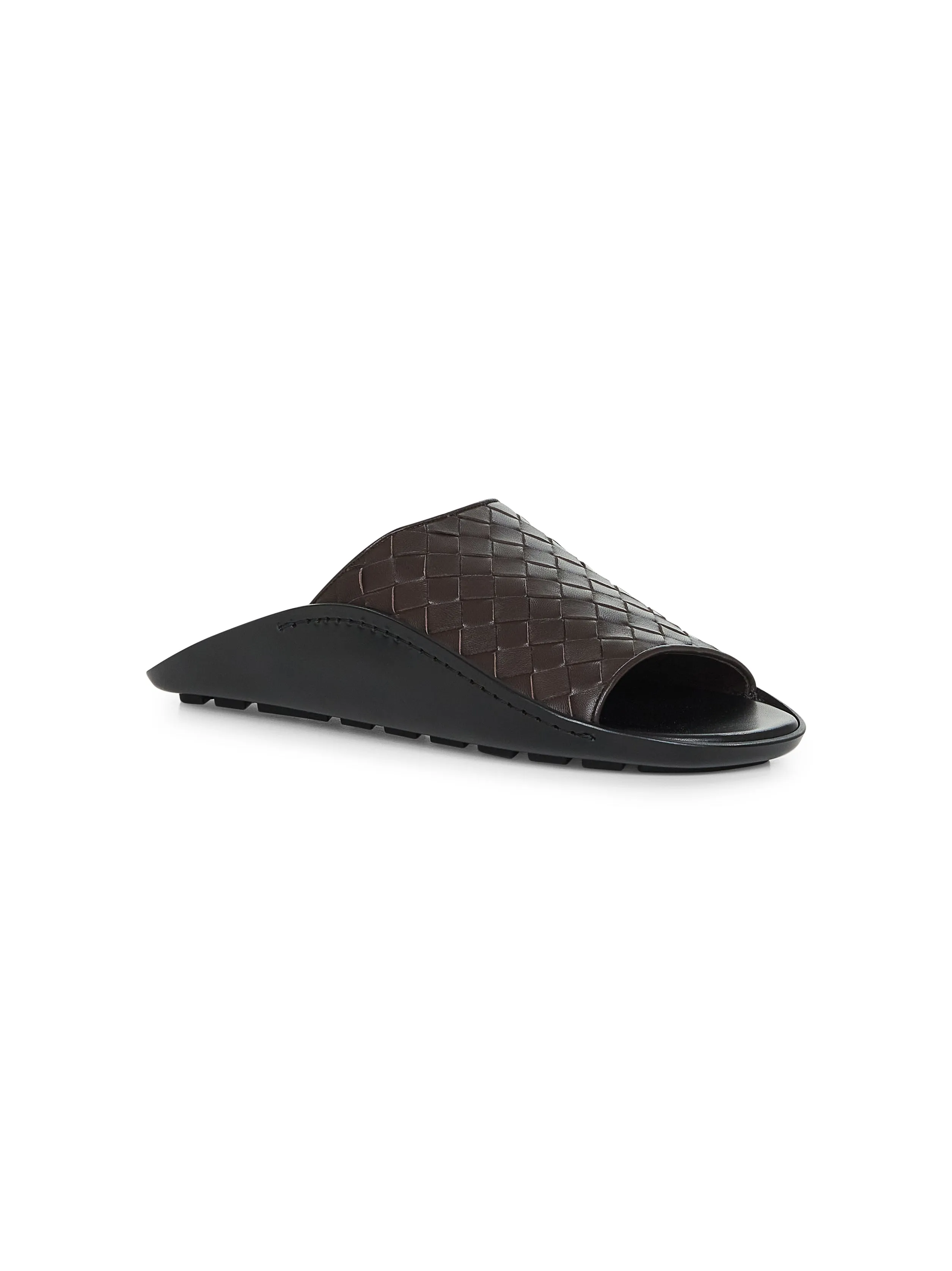 Brown Intrecciato leather Wave mule