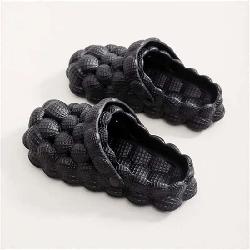 Bubble Slippers | Unisex Adults Orange Flat Sandals | Modern Open Toe Slip On Slippers with Lychee Grain Texture and 15 Curved Toe