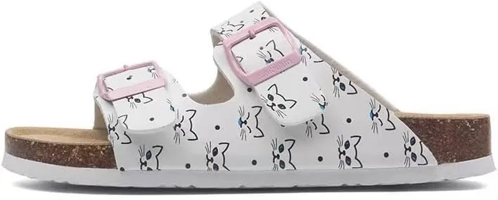 Buckle flat cork slippers summer men's and women's beach line button increase outdoor leisure slippers (Kitten, Adult, Women, 7, Numeric Range, US Footwear Size System, 10, Medium)
