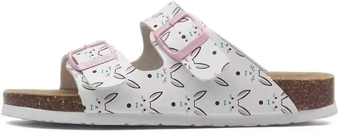 Buckle flat cork slippers summer men's and women's beach line button increase outdoor leisure slippers (Rabbit, Adult, Women, 9.5, Numeric Range, US Footwear Size System, 10.5, Medium)