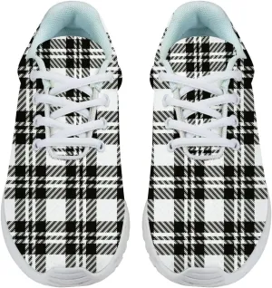 Buffalo Plaid Black White Shoes for Women Men Trail Running Casual Fashion Sneakers Slip-on Tennis Shoes