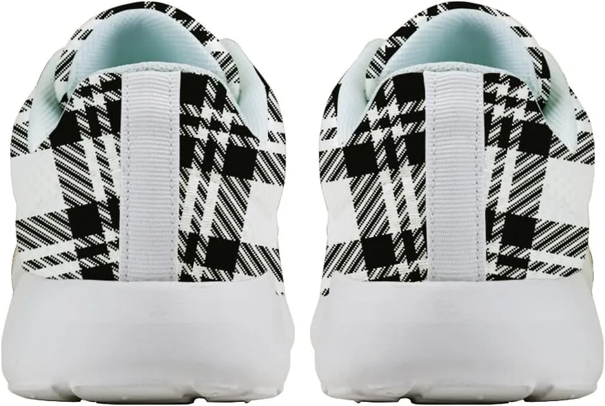Buffalo Plaid Black White Shoes for Women Men Trail Running Casual Fashion Sneakers Slip-on Tennis Shoes