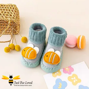Bumble Bee Slipper Socks Moccasin Shoes - Sizes 0-2yrs