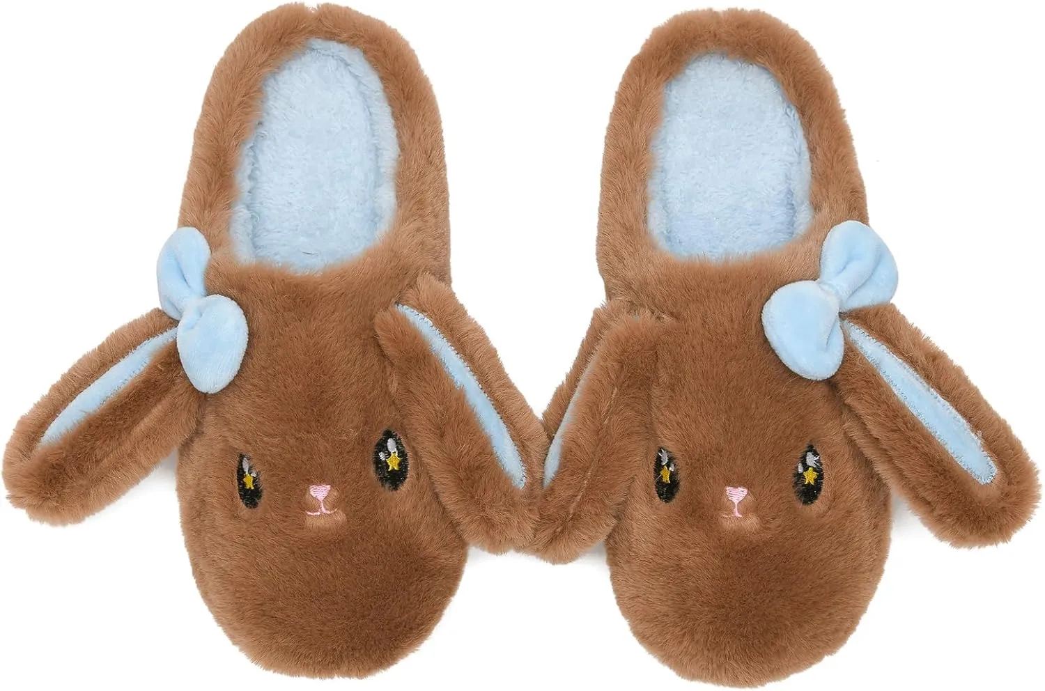 Bunny Animal Slippers for Women and Men, Cute Bow Fuzzy Fluffy Comfy Plush Cartoon Woman Preppy Funny Furry Rabbit Pillow Cloud Home Bedroom House Slipper for Womens Indoor and Outdoor