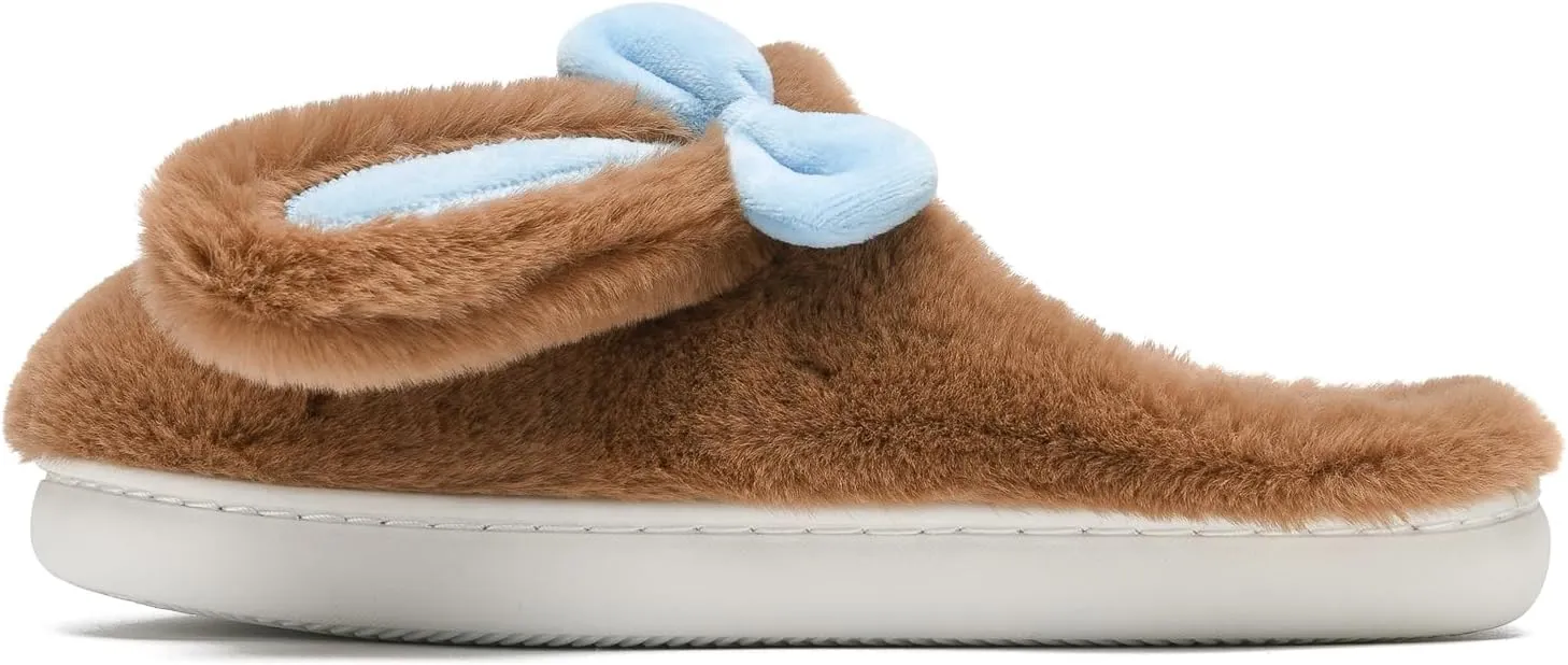 Bunny Animal Slippers for Women and Men, Cute Bow Fuzzy Fluffy Comfy Plush Cartoon Woman Preppy Funny Furry Rabbit Pillow Cloud Home Bedroom House Slipper for Womens Indoor and Outdoor