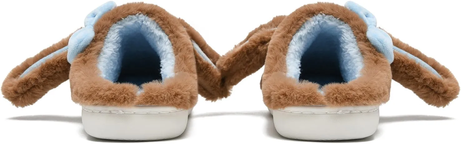 Bunny Animal Slippers for Women and Men, Cute Bow Fuzzy Fluffy Comfy Plush Cartoon Woman Preppy Funny Furry Rabbit Pillow Cloud Home Bedroom House Slipper for Womens Indoor and Outdoor