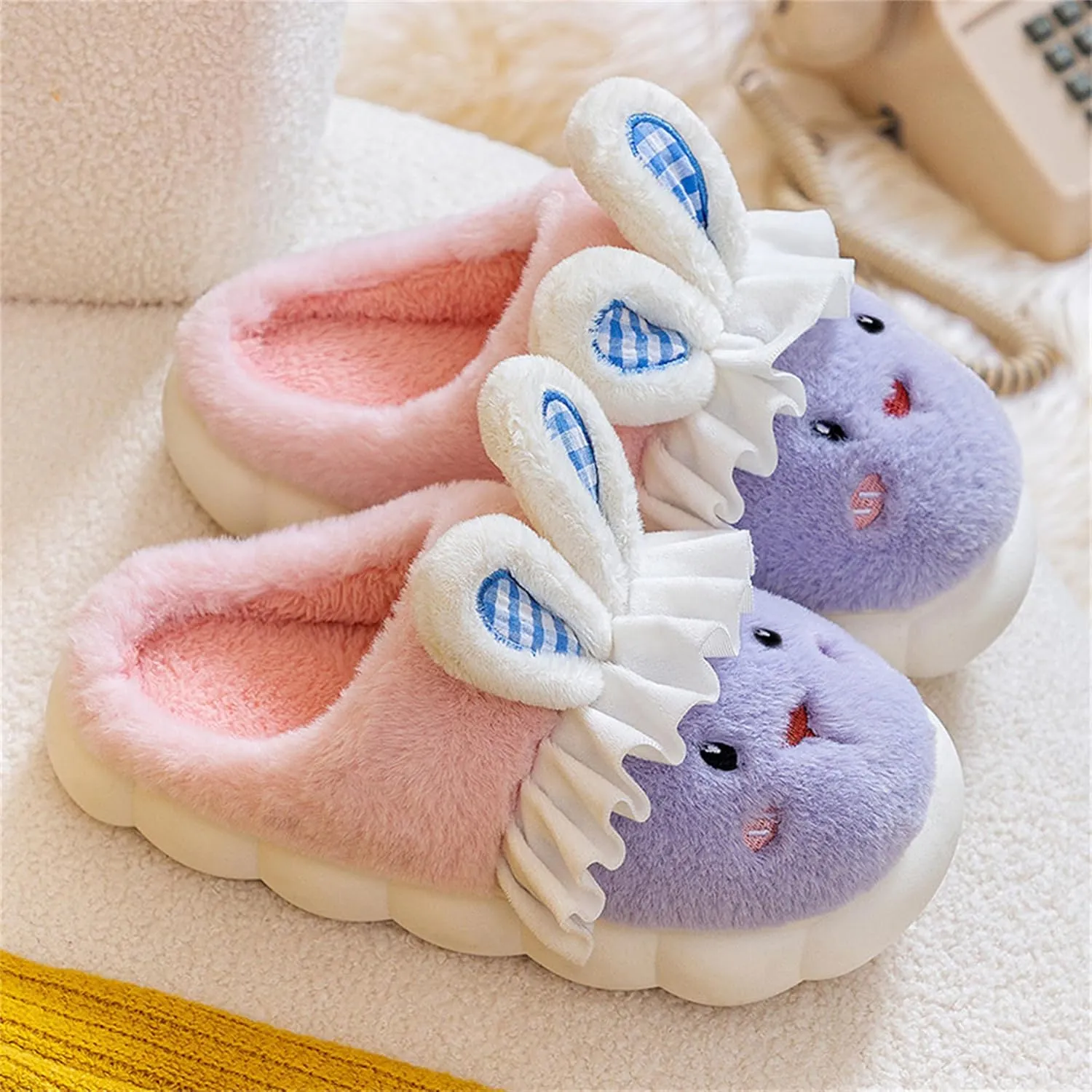 Bunny Slippers for Women Cute comfortable Animal Rabbit Slippers Plush Warm Winter Cotton slipper Indoor Home slippers