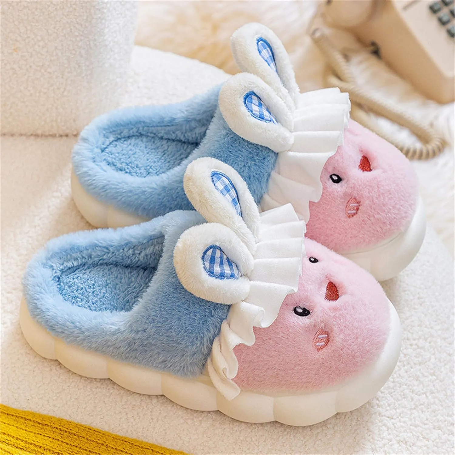 Bunny Slippers for Women Cute comfortable Animal Rabbit Slippers Plush Warm Winter Cotton slipper Indoor Home slippers