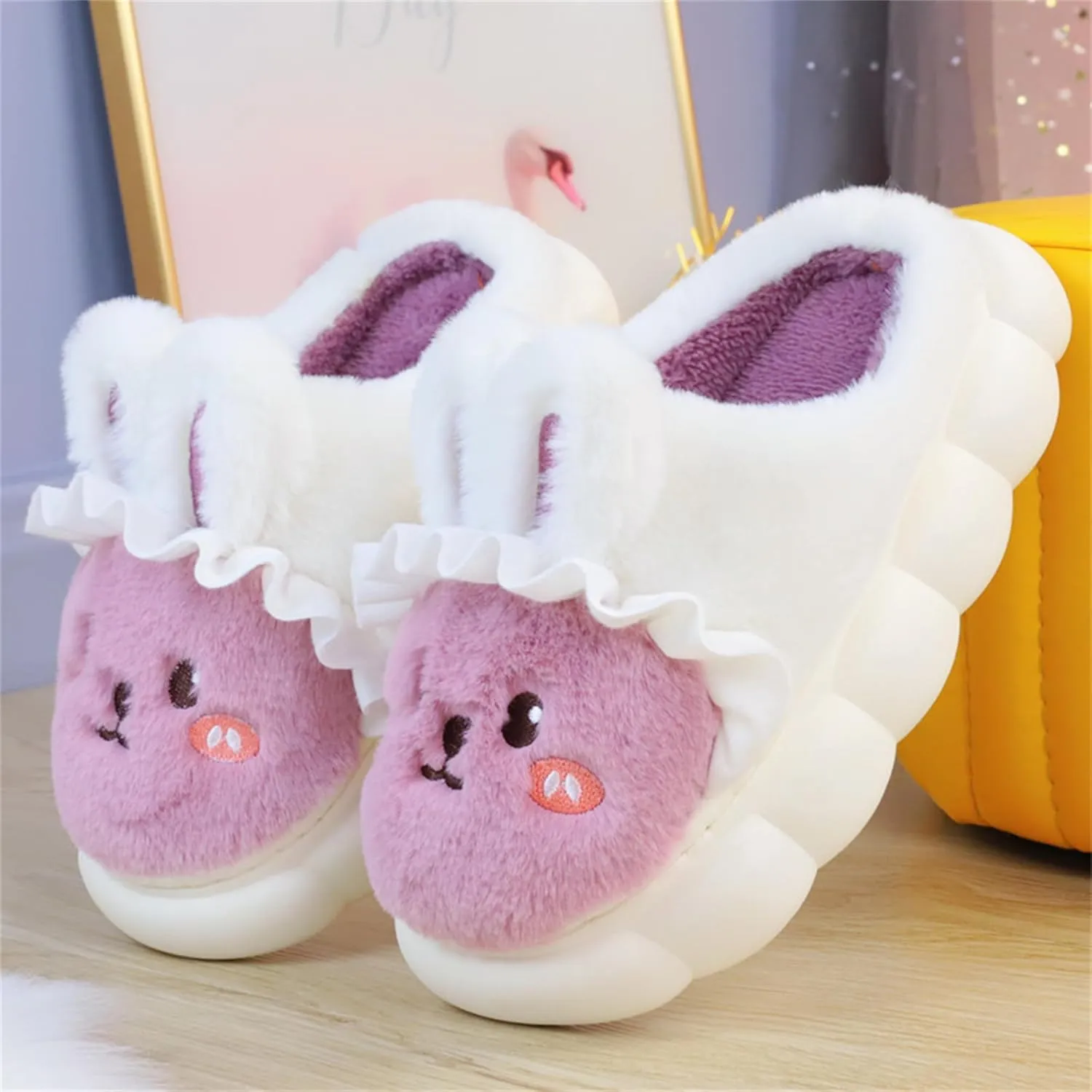 Bunny Slippers for Women Cute comfortable Animal Rabbit Slippers Plush Warm Winter Cotton slipper Indoor Home slippers