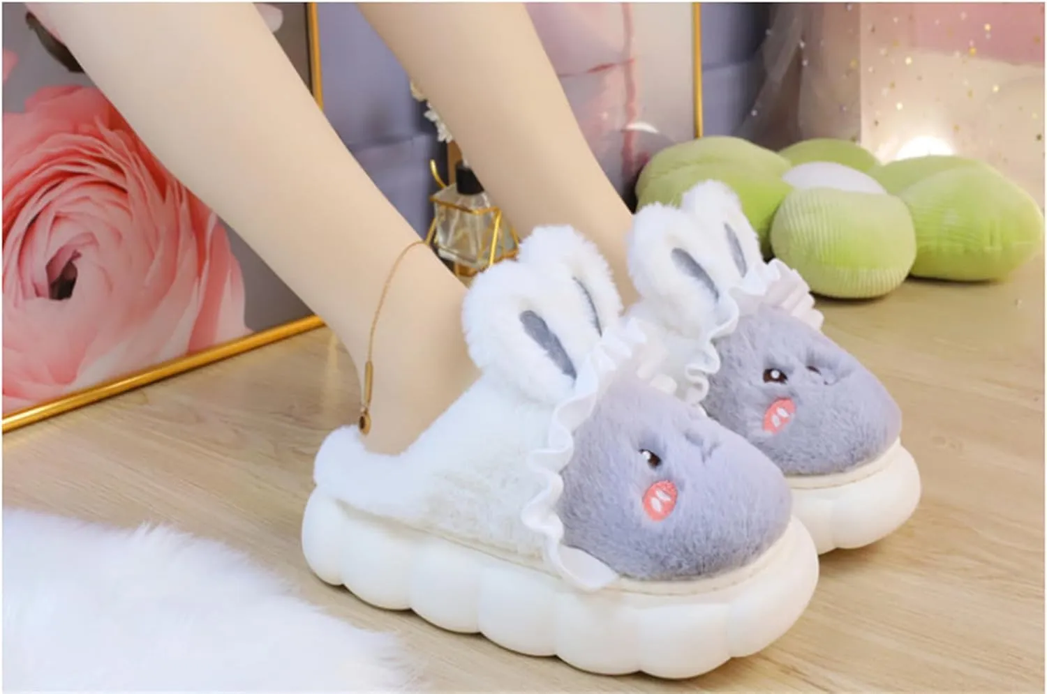 Bunny Slippers for Women Cute comfortable Animal Rabbit Slippers Plush Warm Winter Cotton slipper Indoor Home slippers