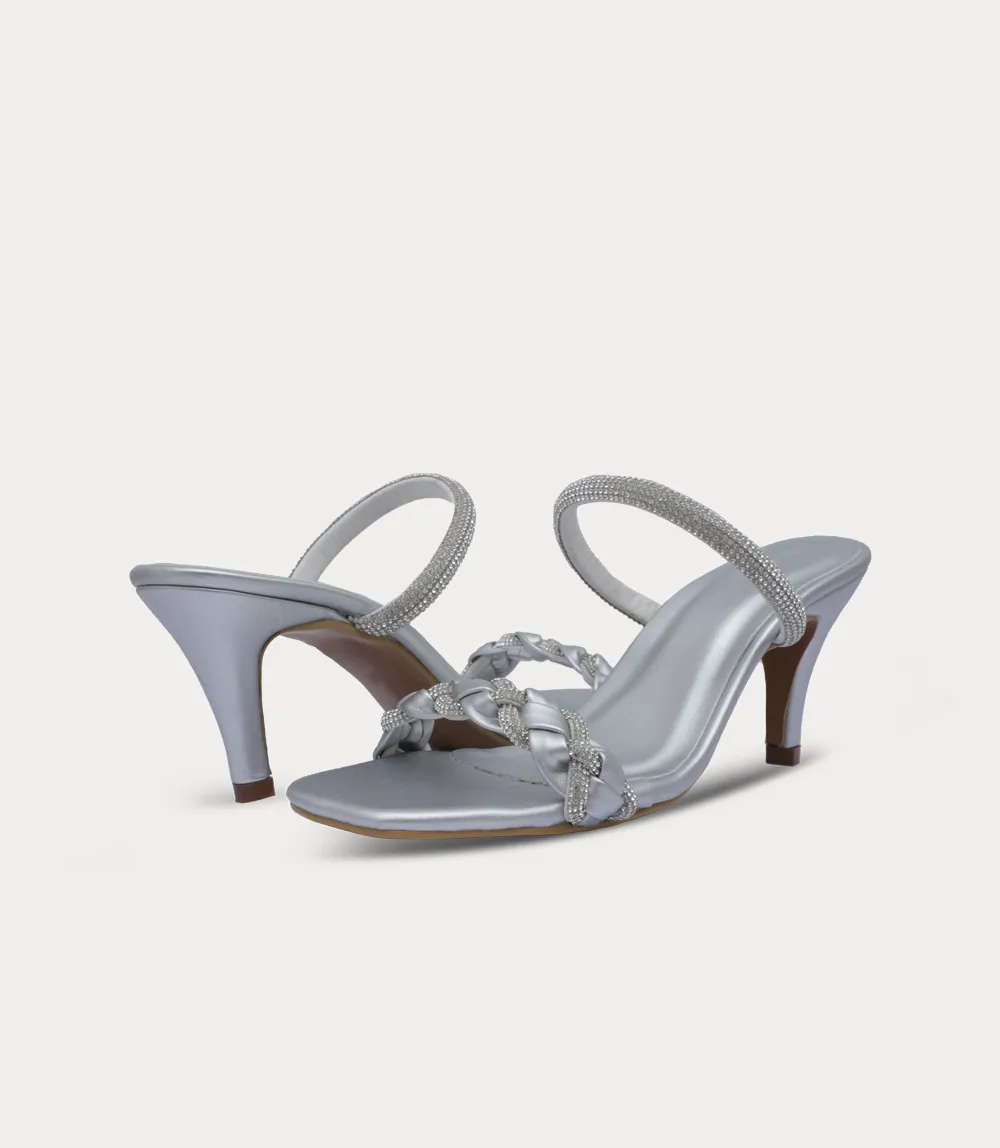 BW10417-SILVER-Women Slipper Heel