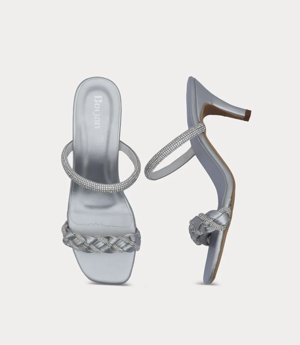 BW10417-SILVER-Women Slipper Heel