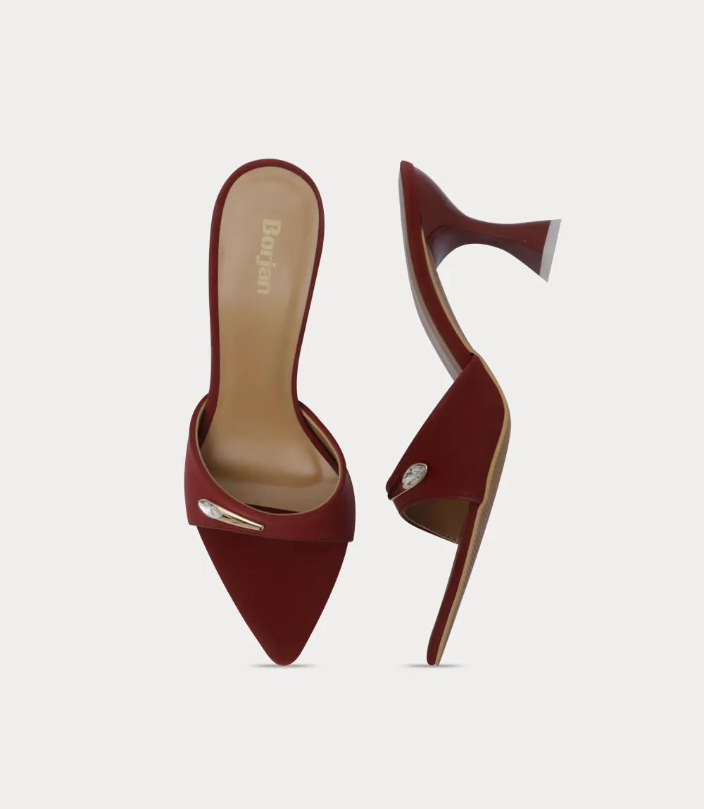 BW10430-MAROON-Women Slipper Heel