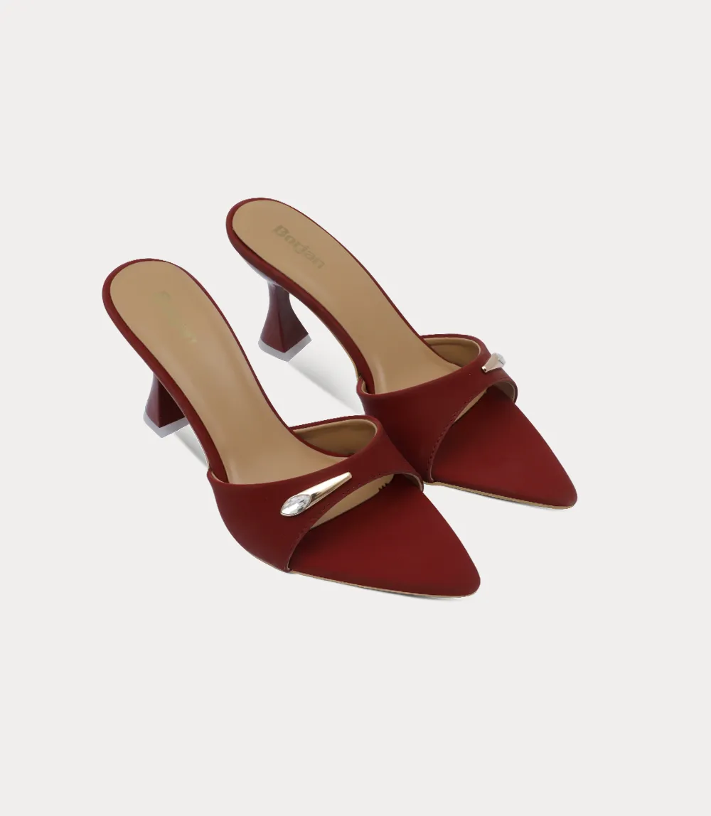 BW10430-MAROON-Women Slipper Heel