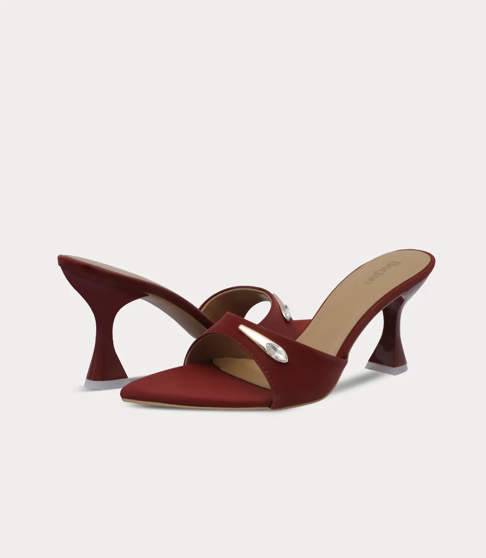 BW10430-MAROON-Women Slipper Heel