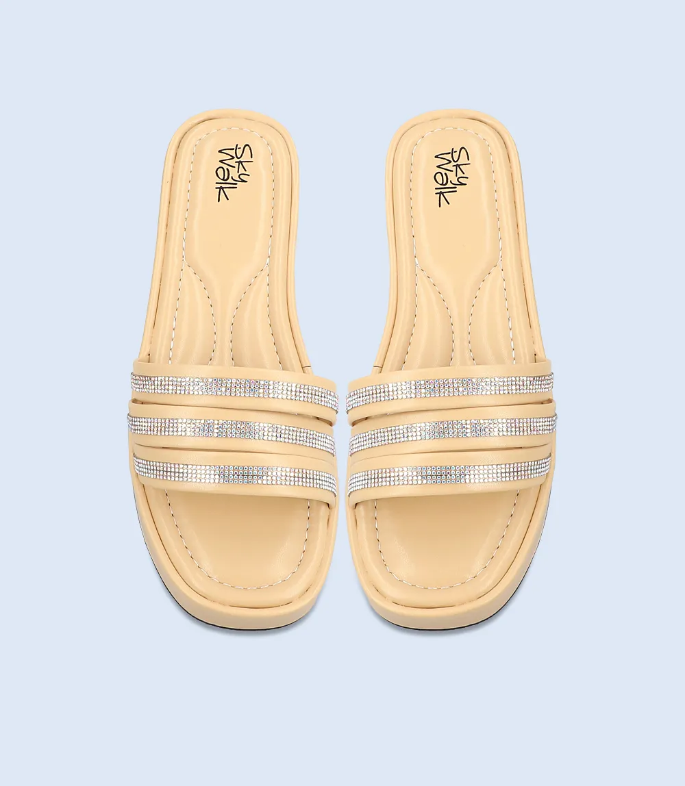 BW9636-BEIGE-Women Comfort Slipper