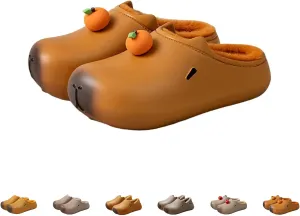 Capybara Slippers, Capybara Plush Bedroom Slipper, Warm Waterproof Cotton Capybara Slippers For Women Men, Indoor and Outdoor