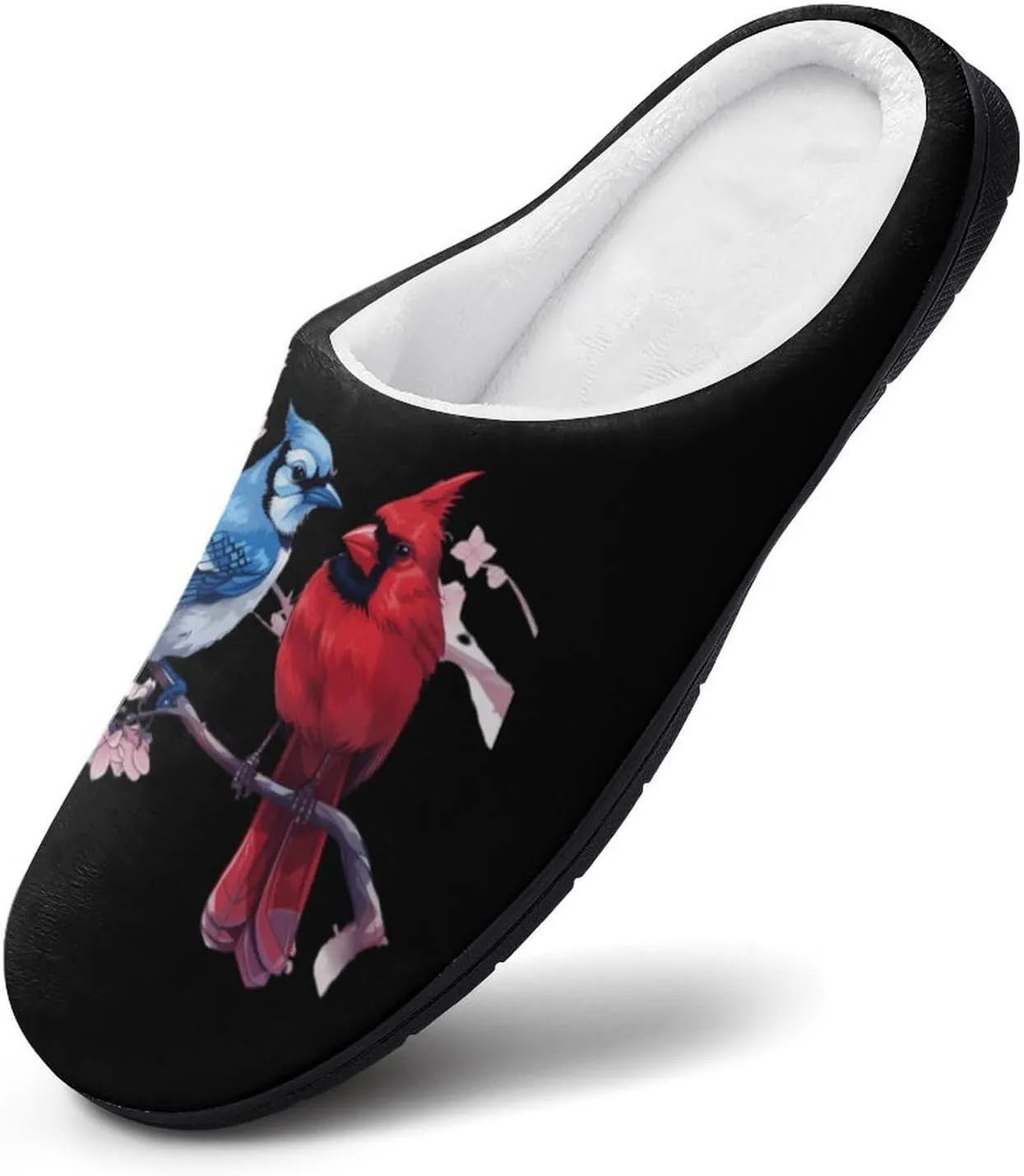 Cardinal Bird Blue Jay Cotton Slipper for Women House Warm Shoes Slip On Memory Foam for Indoor Outdoor