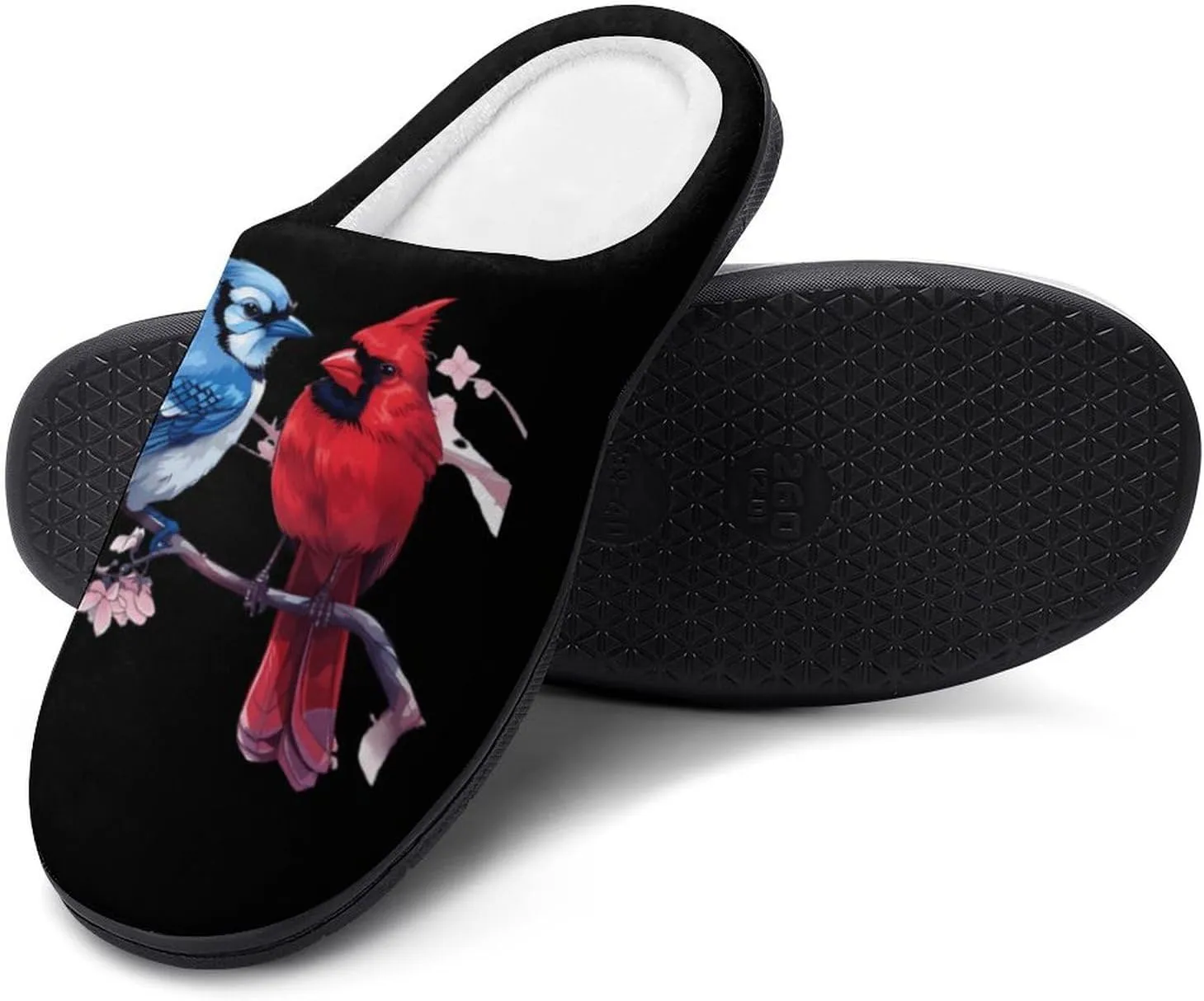 Cardinal Bird Blue Jay Cotton Slipper for Women House Warm Shoes Slip On Memory Foam for Indoor Outdoor