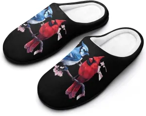 Cardinal Bird Blue Jay Cotton Slipper for Women House Warm Shoes Slip On Memory Foam for Indoor Outdoor
