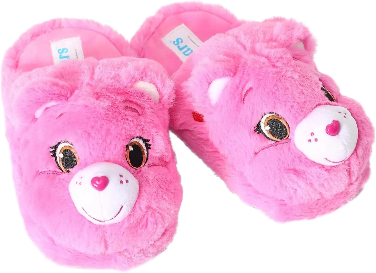 Care Bears Cheer Bear Slippers for Kids - Scuff-Style Slippers with Embroidered Eyes and Anti-Skid Soles