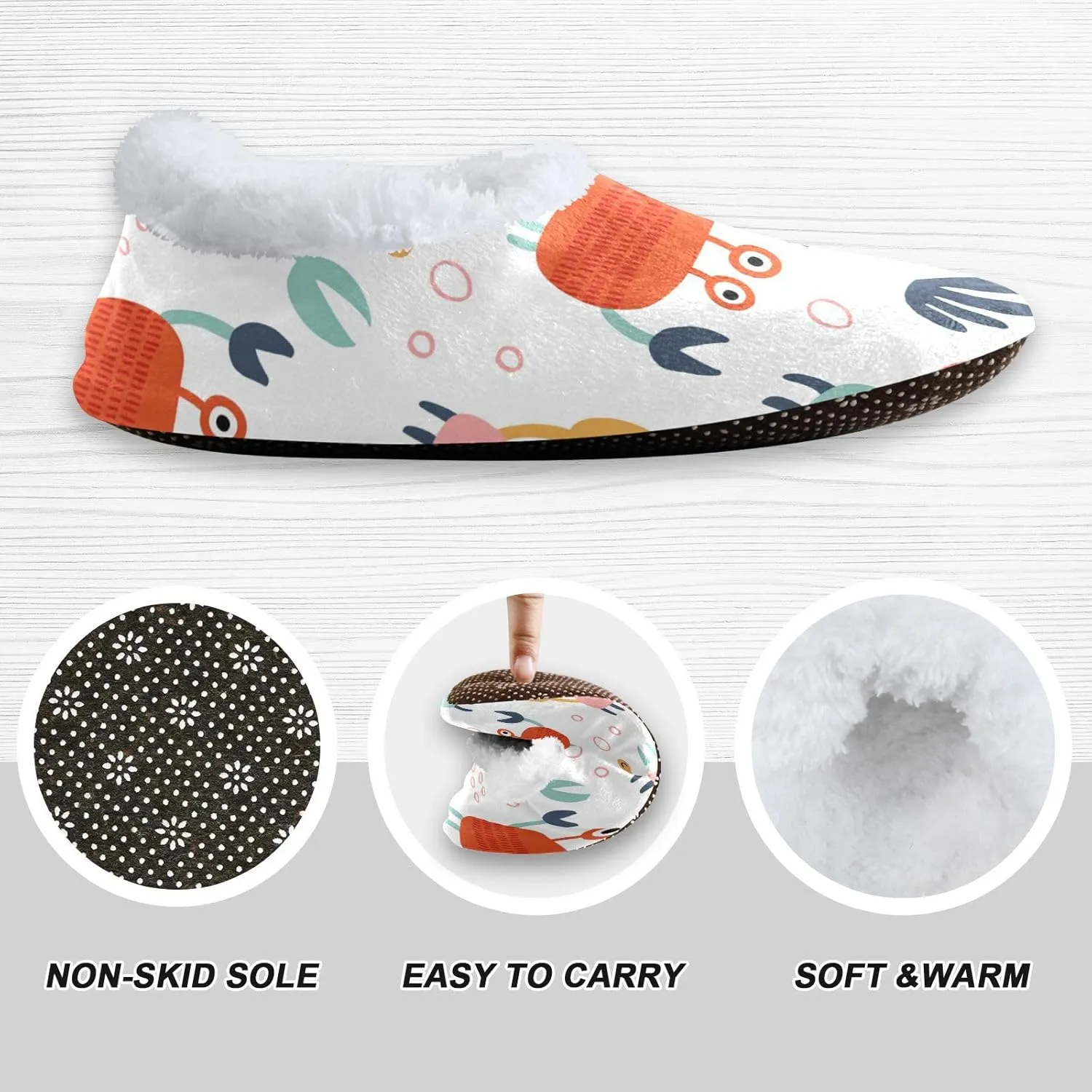 Cartoon Cute Crabs Indoor House Slippers Spa Winter Slipper Home Slippers Soft Memory Foam Slipper Non Slip for Travel Hotel Bedroom Shoes M