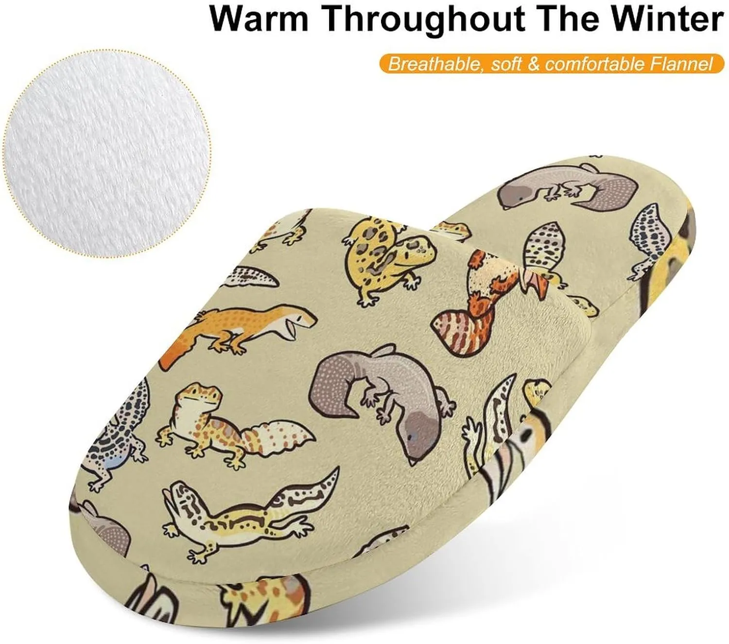 Cartoon Cute Leopard Gecko Pattern Child Warm Slippers, Cozy Anti Slip Lightweight for Boys Girlsautumn And Winter Shoes