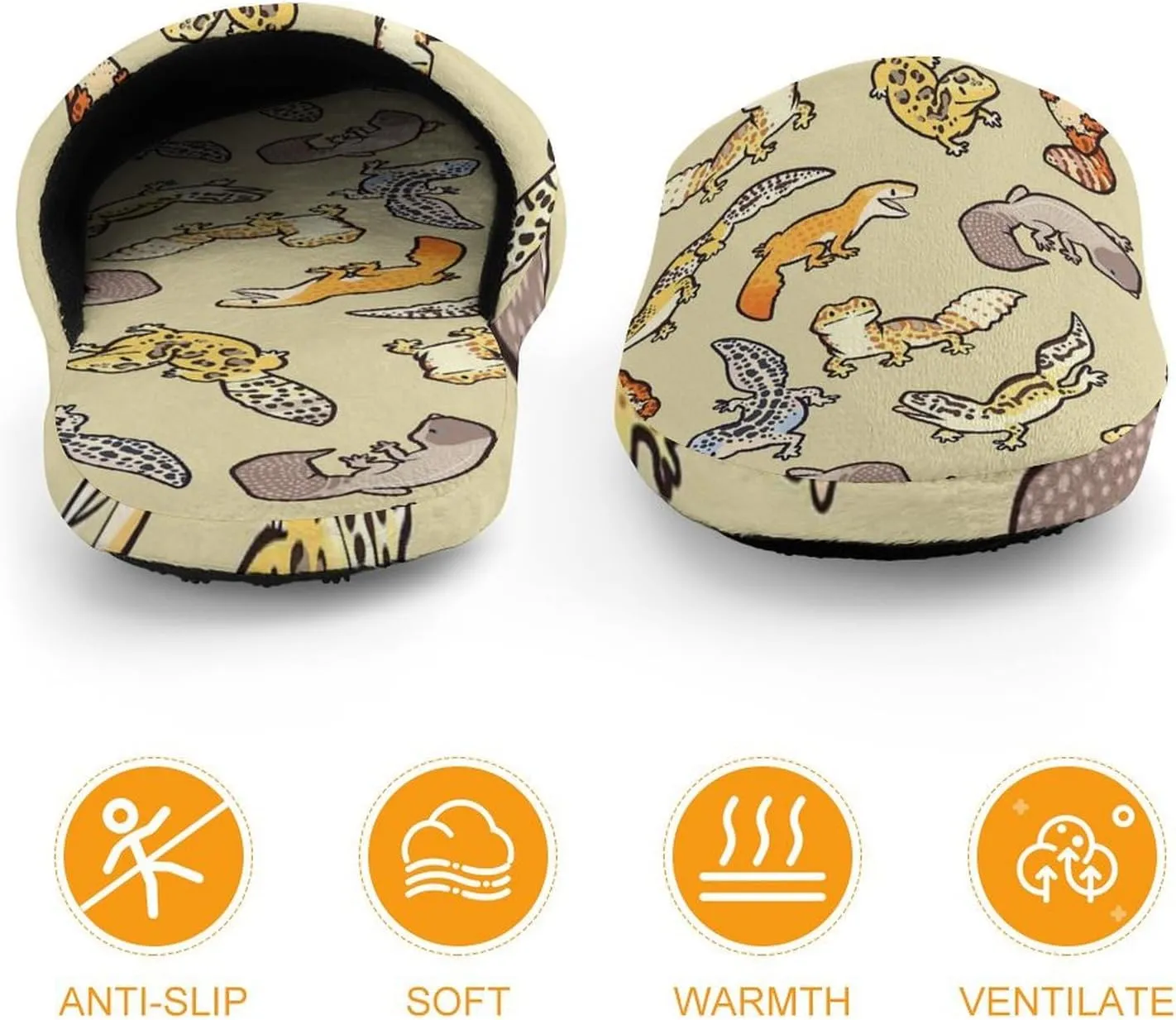 Cartoon Cute Leopard Gecko Pattern Child Warm Slippers, Cozy Anti Slip Lightweight for Boys Girlsautumn And Winter Shoes