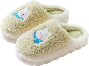 Cartoon Rabbit Slippers for Kids Girls Women Cute Fluffy Memory Foam House Slippers Warm Plush Bedroom Anti-Slip Animal House Shoes