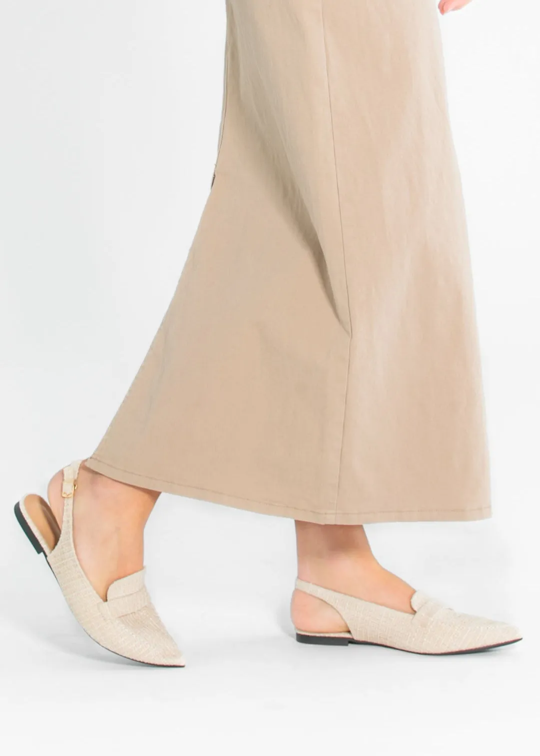 Casual Linen Pointed Toe Flat Mules