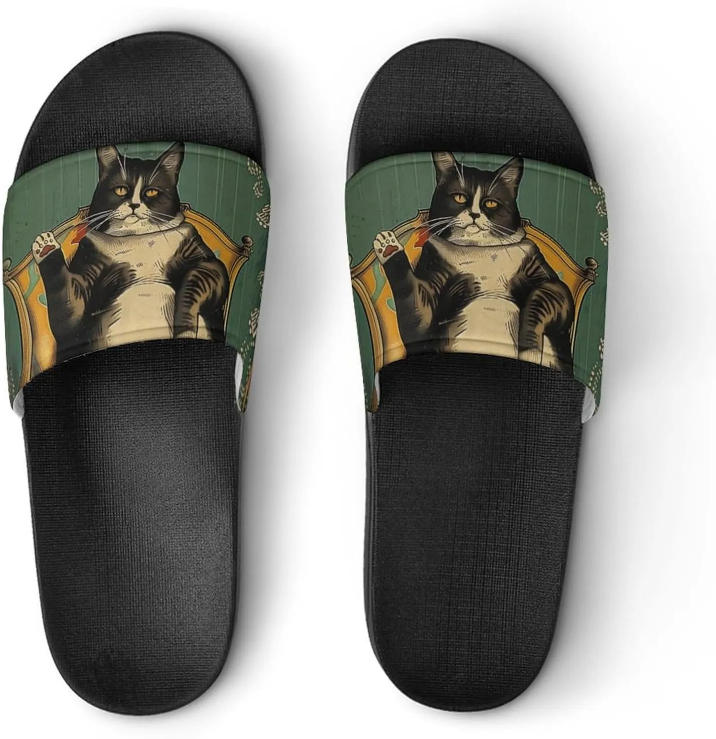 Cat Lazy Funny Quotes Slippers Shower Slipper In-Door Slipper Quick Drying Non-Slip Bathroom Pool Woman Man PVC