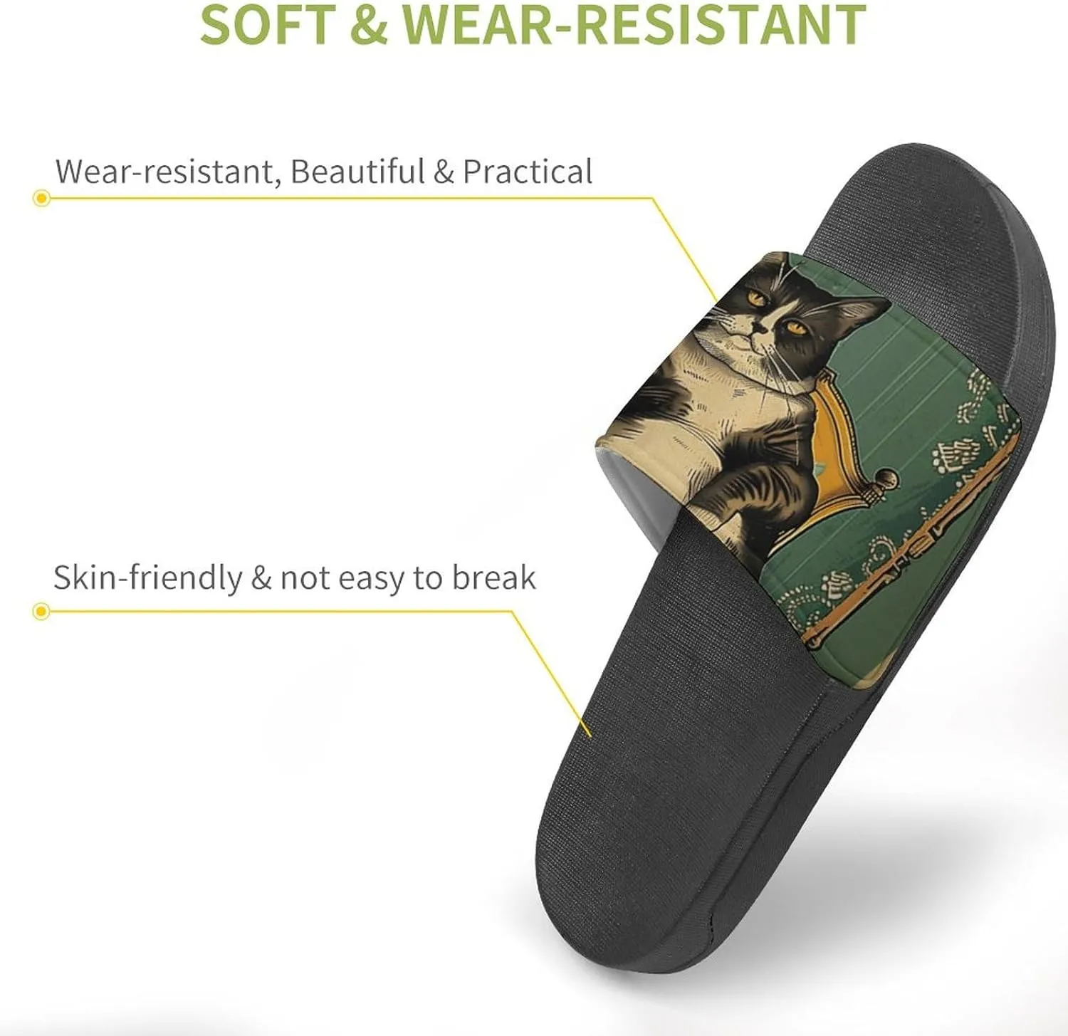 Cat Lazy Funny Quotes Slippers Shower Slipper In-Door Slipper Quick Drying Non-Slip Bathroom Pool Woman Man PVC