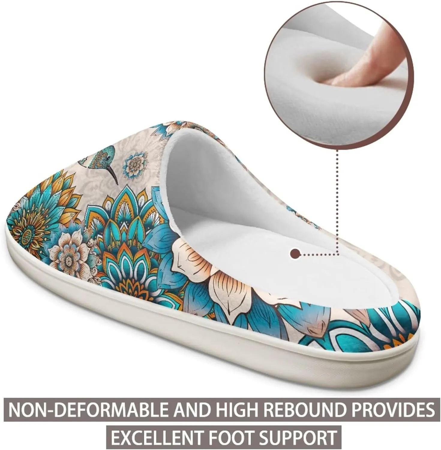 chaqlin Hummingbir Plush Slippers Fuzzy House Bedroom Warm Soft Sandals Wide Warm for Women Lightweight Slip Resistant Flannel Fluffy Shoes Slipper