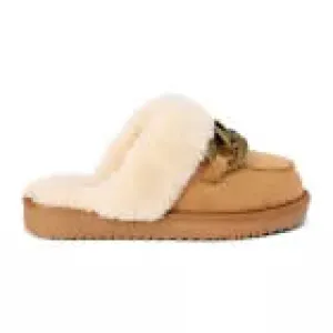 Chestnut Slip on Faux Fur Mule