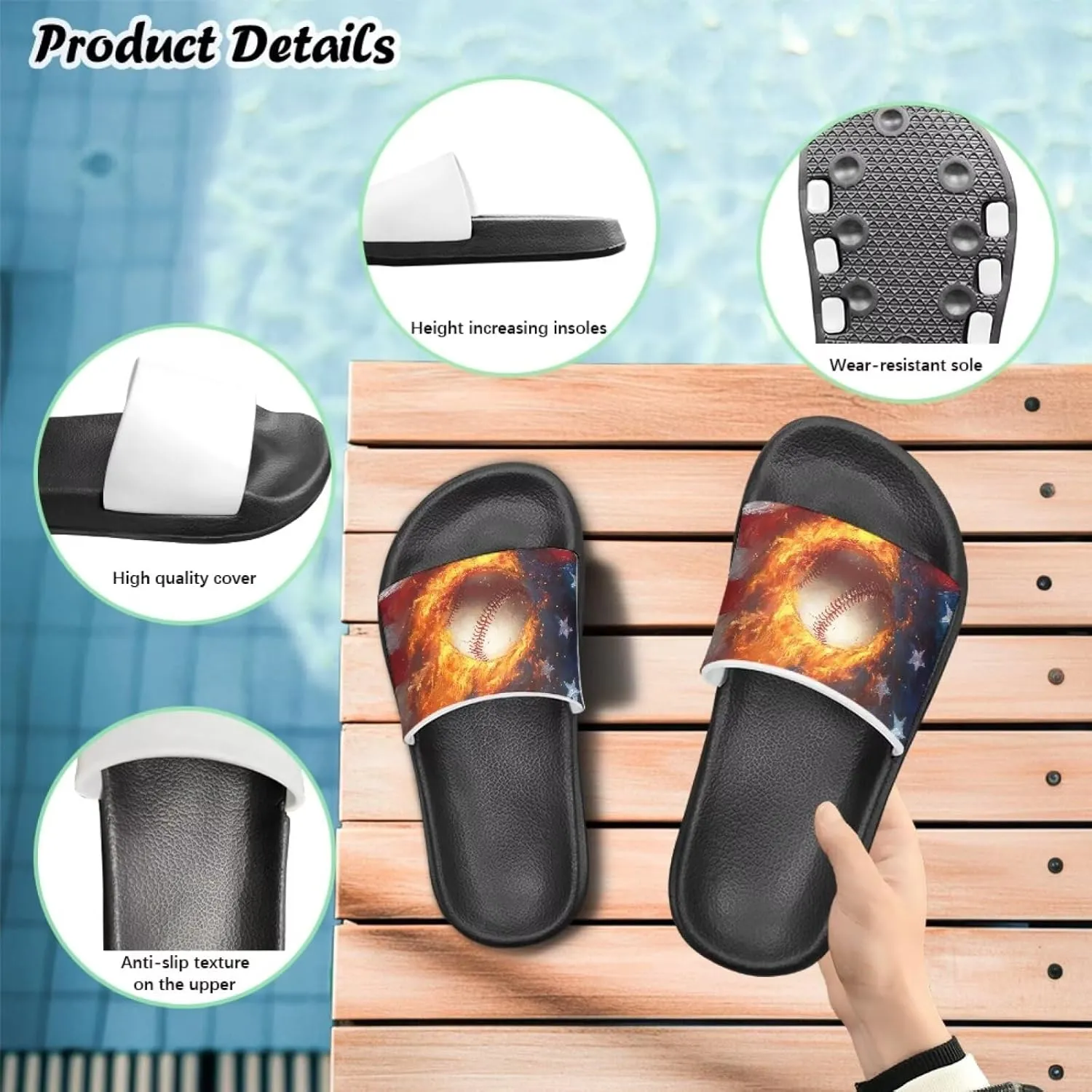 Children Slide Sandals Soft Anti-Skid Sandal Comfort Lightweight Slip On Summer Slippers for Beach Pool