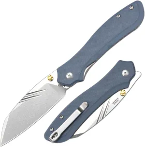 CJRB Fugly Folding Knife, 3.54'' AR-RPM9 Steel Blade G10 Handle Pocket Knife for Men Women, Sharp EDC Knives for Camping Hiking Survival, Designed by Jake Diaz(J1957 Gray)