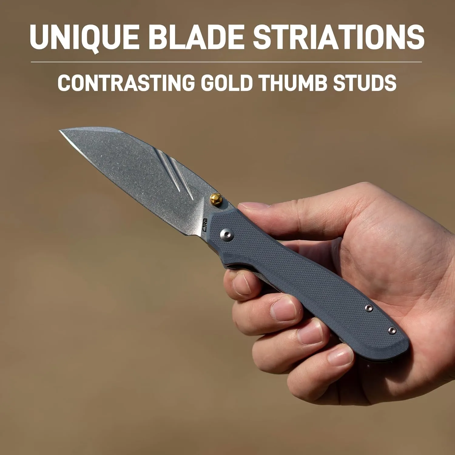 CJRB Fugly Folding Knife, 3.54'' AR-RPM9 Steel Blade G10 Handle Pocket Knife for Men Women, Sharp EDC Knives for Camping Hiking Survival, Designed by Jake Diaz(J1957 Gray)