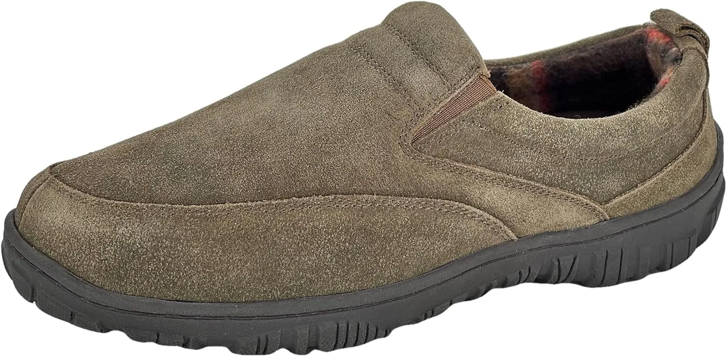 Clarks Mens Slipper with Suede Leather Upper SAB30194A - Closed Back with Double Gore and Removable Insole - Indoor Outdoor House Slippers For Men (11 M US, Sage)