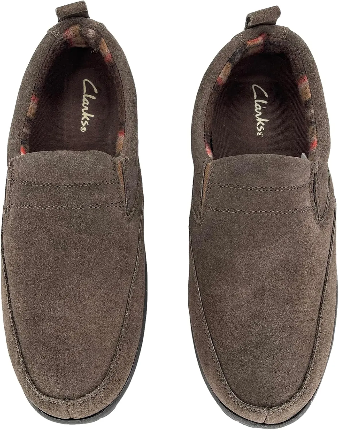 Clarks Mens Slipper with Suede Leather Upper SAB30194A - Closed Back with Double Gore and Removable Insole - Indoor Outdoor House Slippers For Men