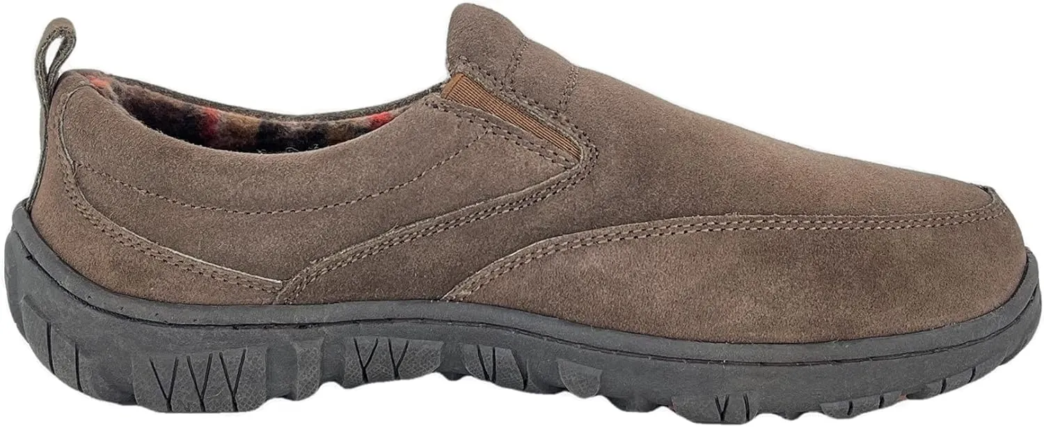 Clarks Mens Slipper with Suede Leather Upper SAB30194A - Closed Back with Double Gore and Removable Insole - Indoor Outdoor House Slippers For Men