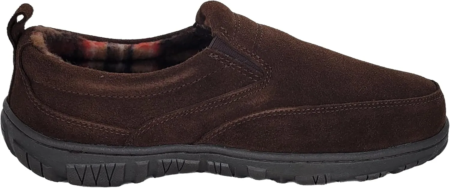 Clarks Mens Slipper with Suede Leather Upper SAB30194A - Closed Back with Double Gore and Removable Insole - Indoor Outdoor House Slippers For Men