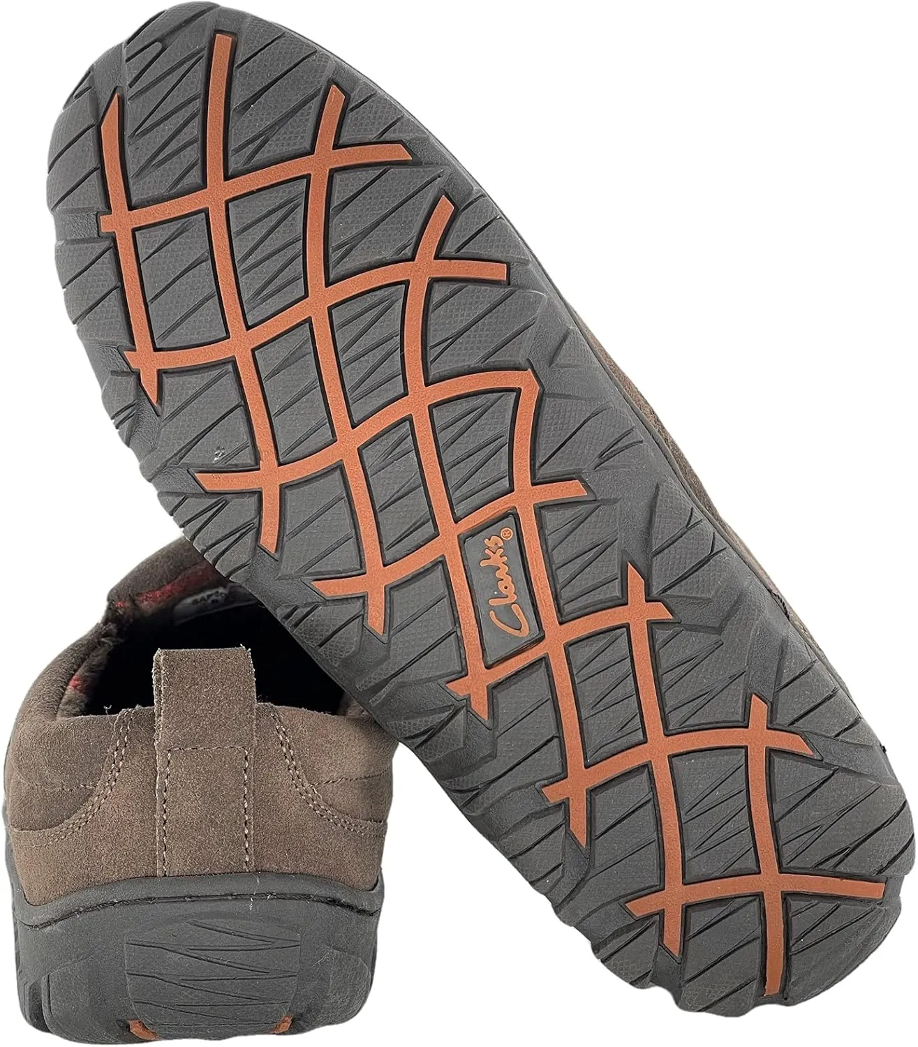 Clarks Mens Slipper with Suede Leather Upper SAB30194A - Closed Back with Double Gore and Removable Insole - Indoor Outdoor House Slippers For Men