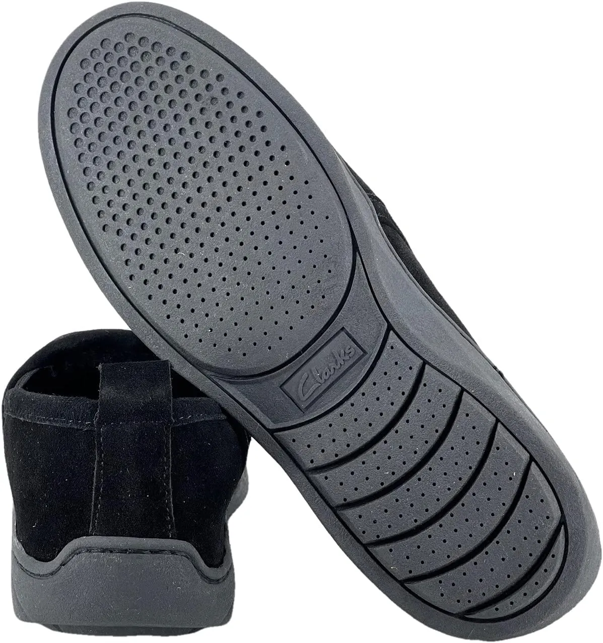 Clarks Mens Suede Leather Twin Gore Slipper SH20680 - Plush Faux Fur Lining Indoor Outdoor House Slippers For Men M US