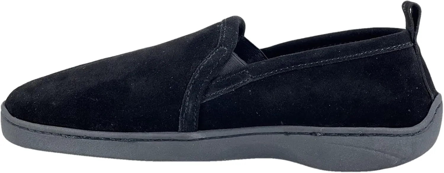 Clarks Mens Suede Leather Twin Gore Slipper SH20680 - Plush Faux Fur Lining Indoor Outdoor House Slippers For Men M US