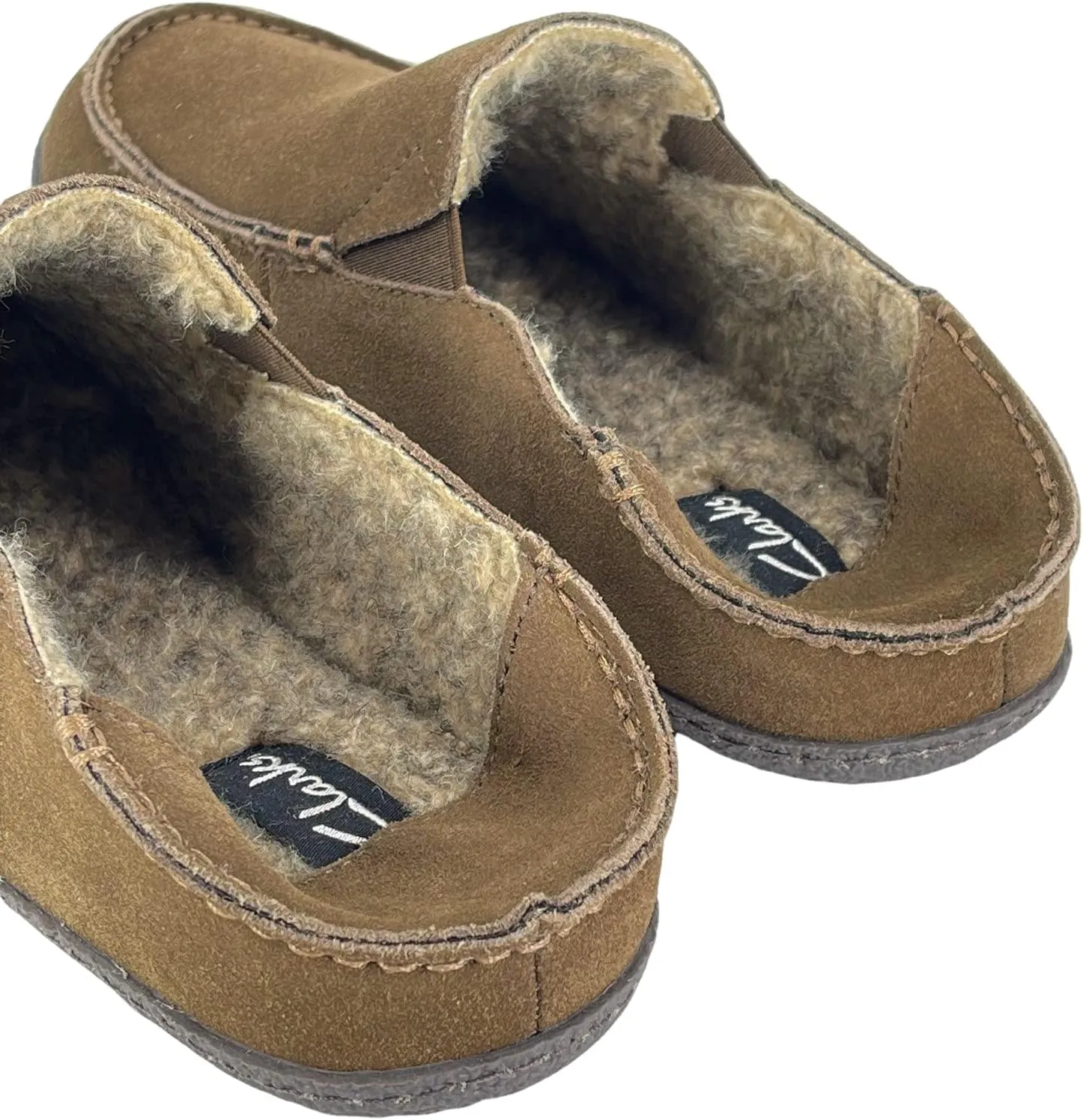 Clarks Mens Suede Slipper With Collapse Heel and Twin Gore JMH2043 - Warm Plush Faux Sherpa Lining - Indoor Outdoor House Slippers For Men