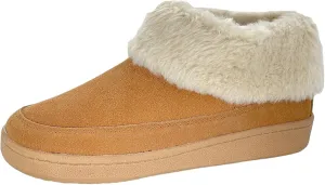 Clarks Womens Slipper Suede Ankle Bootie JMH1883 -Plush Faux Fur Collar and Lining - Indoor Outdoor House Slippers For Women (10 M US, Cinnamon)