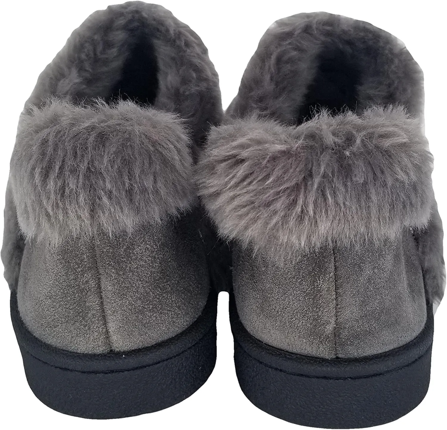 Clarks Womens Suede Leather Ankle Bootie Slipper JMH2034 - Plush Faux Fur Lined - Indoor Outdoor House Slippers For Women
