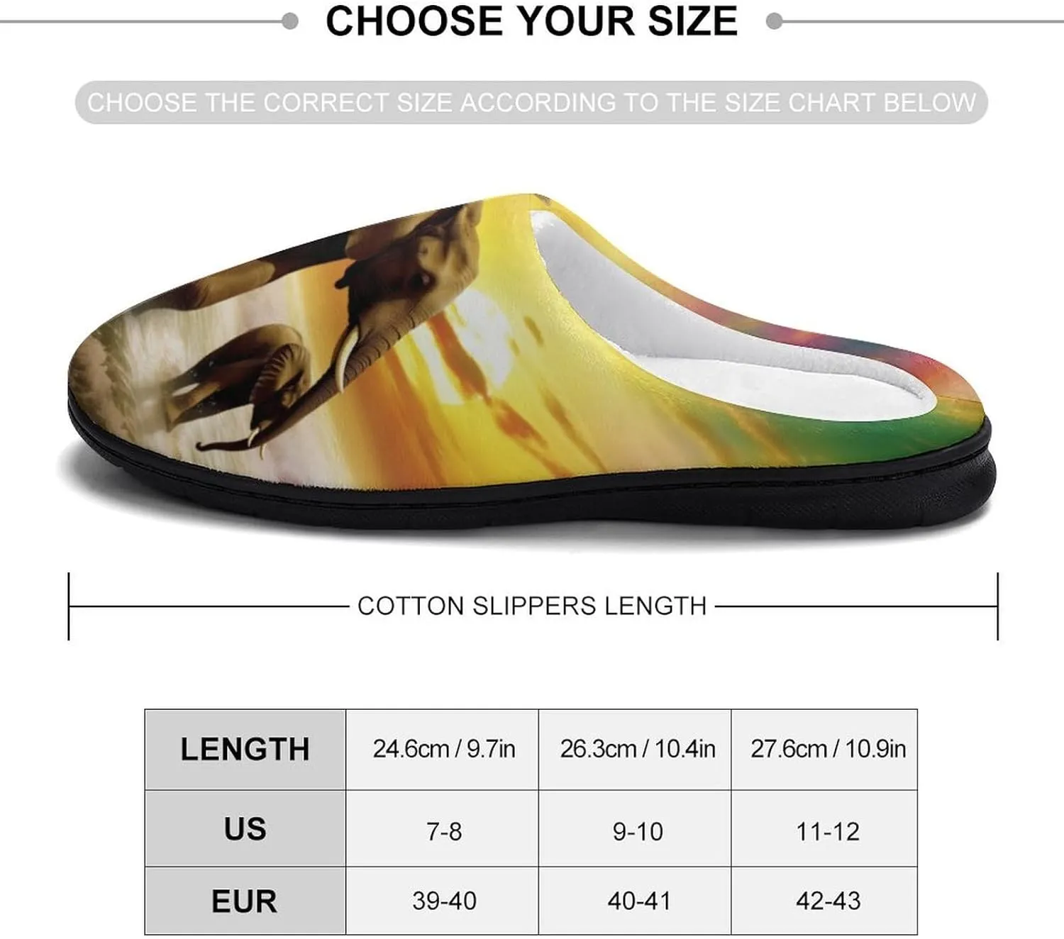 Colorful Seaside Elephants Women's Slipper Non Slip Comfortable Winter Warm Home House Shoes