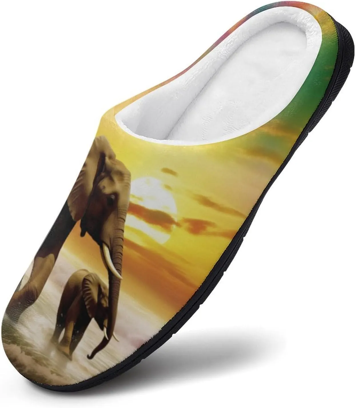 Colorful Seaside Elephants Women's Slipper Non Slip Comfortable Winter Warm Home House Shoes